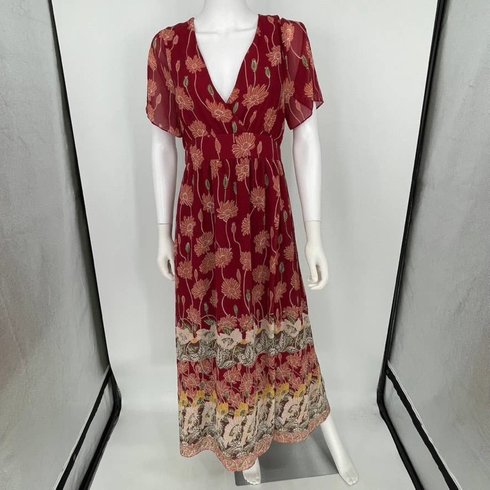 Madewell Womens Tulip-Sleeve Maxi Dress in Tall Sunflowers Size 6